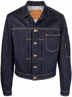 Versace veste en jean à coutures contrastantes