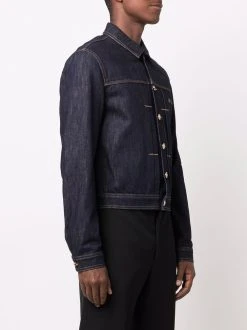 Versace veste en jean à coutures contrastantes