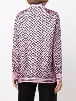 Versace chemise en soie à logo Greca imprimé