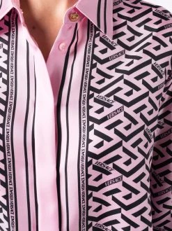 Versace chemise en soie à logo Greca imprimé