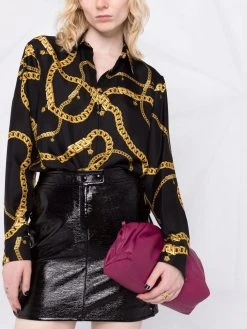 Versace Prix Jamais Vus Chemise en soie à logo imprimé chemises femme 12 Versace chemise en soie à logo imprimé