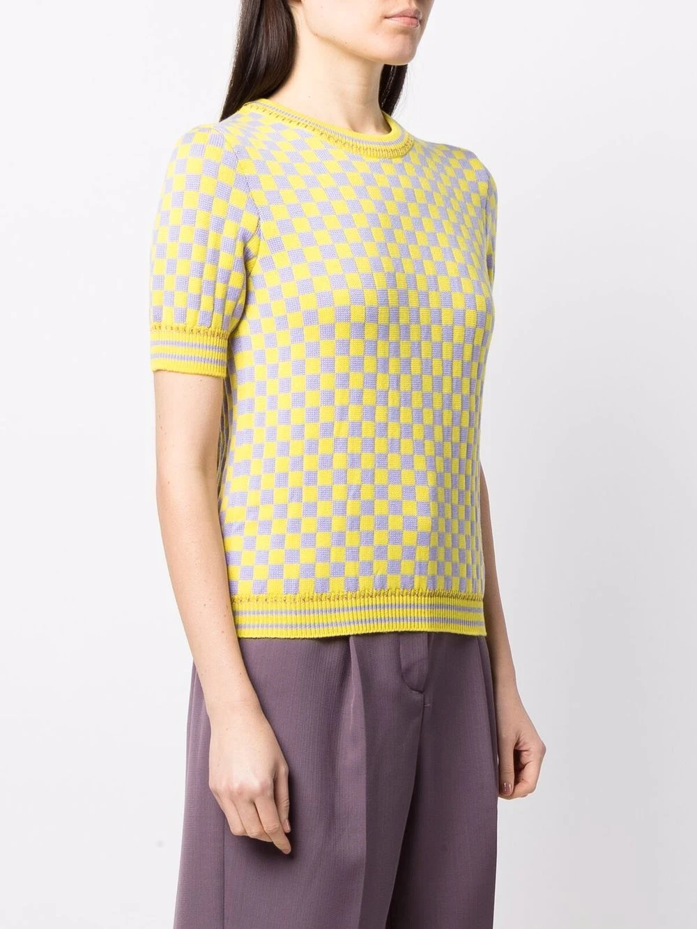 Versace Rabais Haut en maille à damier pulls femme 5 Versace haut en maille à damier