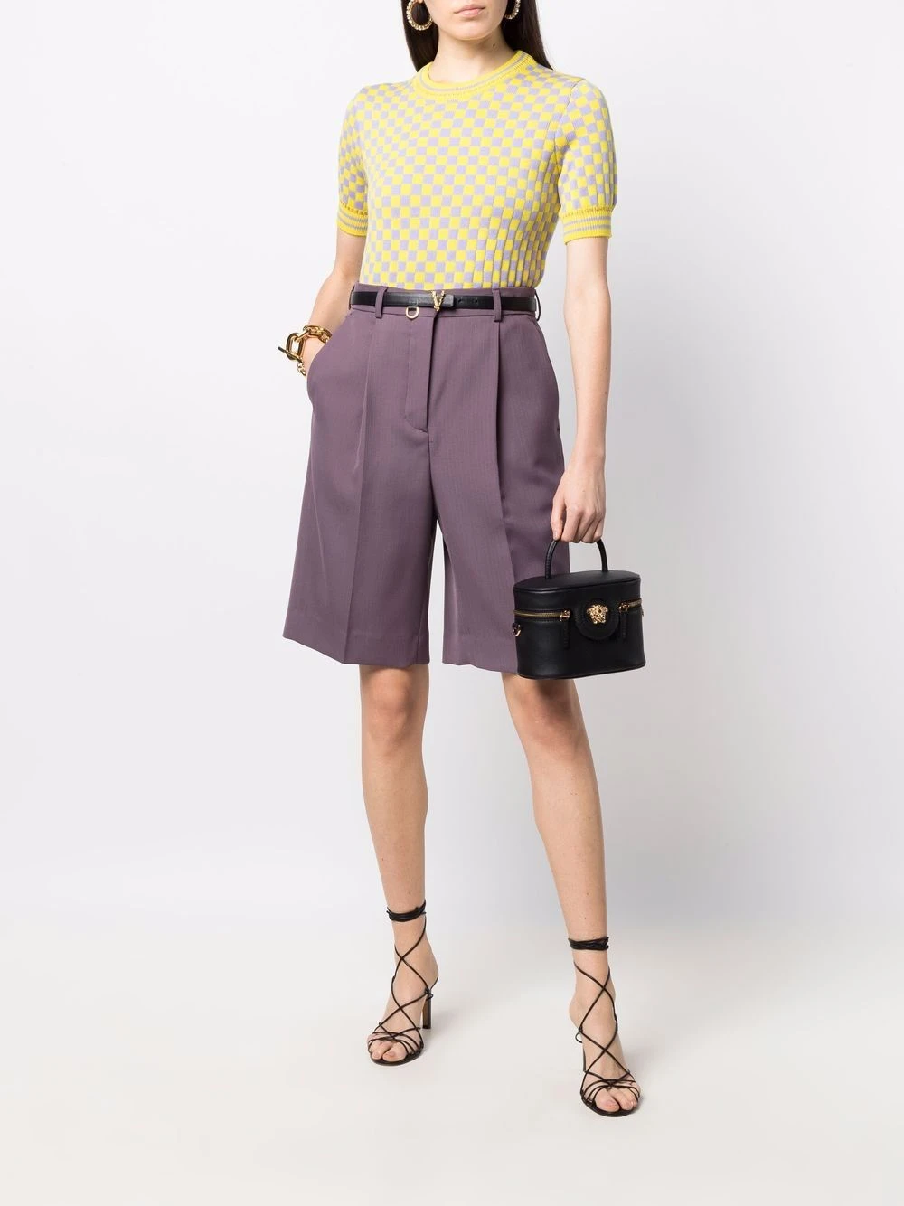 Versace Rabais Haut en maille à damier pulls femme 4 Versace haut en maille à damier