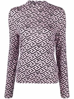 Versace haut en soie La Greca à manches longues