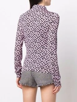 Versace haut en soie La Greca à manches longues