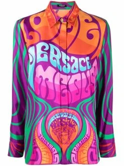 Versace chemise Medusa en soie à logo imprimé
