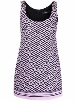 Versace robe courte à logo all-over