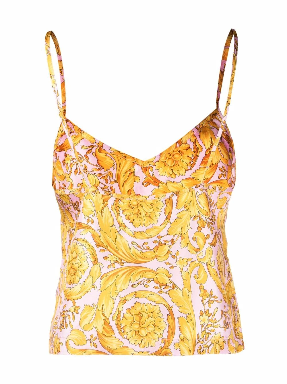 Versace Débardeur en soie à imprimé Barocco Prix Favorable caracos & corsets femme 4 Versace débardeur en soie à imprimé Barocco