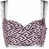 Discount En Ligne Versace Haut crop en soie à logo imprimé débardeurs femme 1 Versace haut crop en soie à logo imprimé