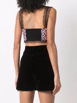 Versace haut crop en soie à logo imprimé