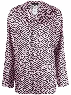Versace chemise de pyjama à imprimé La Greca Signature