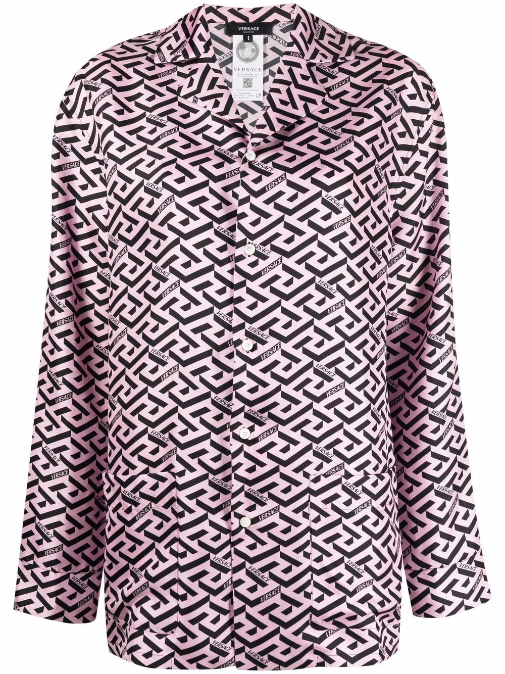 Versace Prix Exclusifs Chemise de pyjama à imprimé La Greca Signature hauts de pyjama femme 3 Versace chemise de pyjama à imprimé La Greca Signature