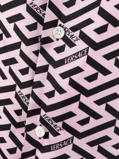 Versace Prix Exclusifs Chemise de pyjama à imprimé La Greca Signature hauts de pyjama femme 7 Versace chemise de pyjama à imprimé La Greca Signature