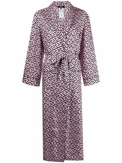 Versace peignoir en soie à imprimé La Greca