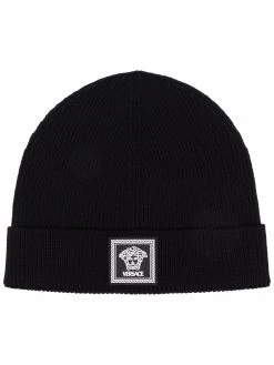 Versace bonnet nervuré en laine