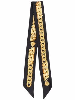Versace écharpe en soie à imprimé chaine
