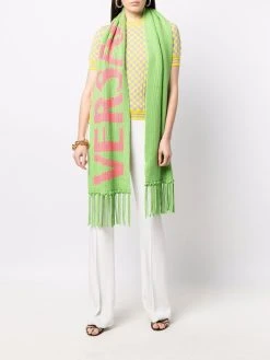 Versace écharpe en laine à logo intarsia