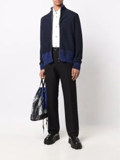 Versace cardigan zippé à logo en jacquard