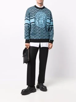 Versace Pull La Greca Medusa en jacquard Prix Dynamité pulls homme 8 Versace pull La Greca Medusa en jacquard