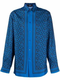 Versace chemise Greca en soie à logo imprimé