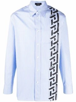 Versace chemise imprimée Greca à fines rayures