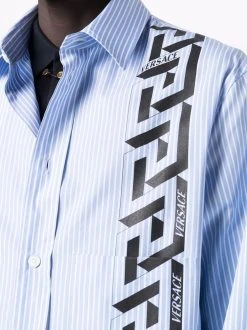 Versace chemise imprimée Greca à fines rayures