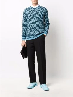 Versace pull Greca en maille intarsia