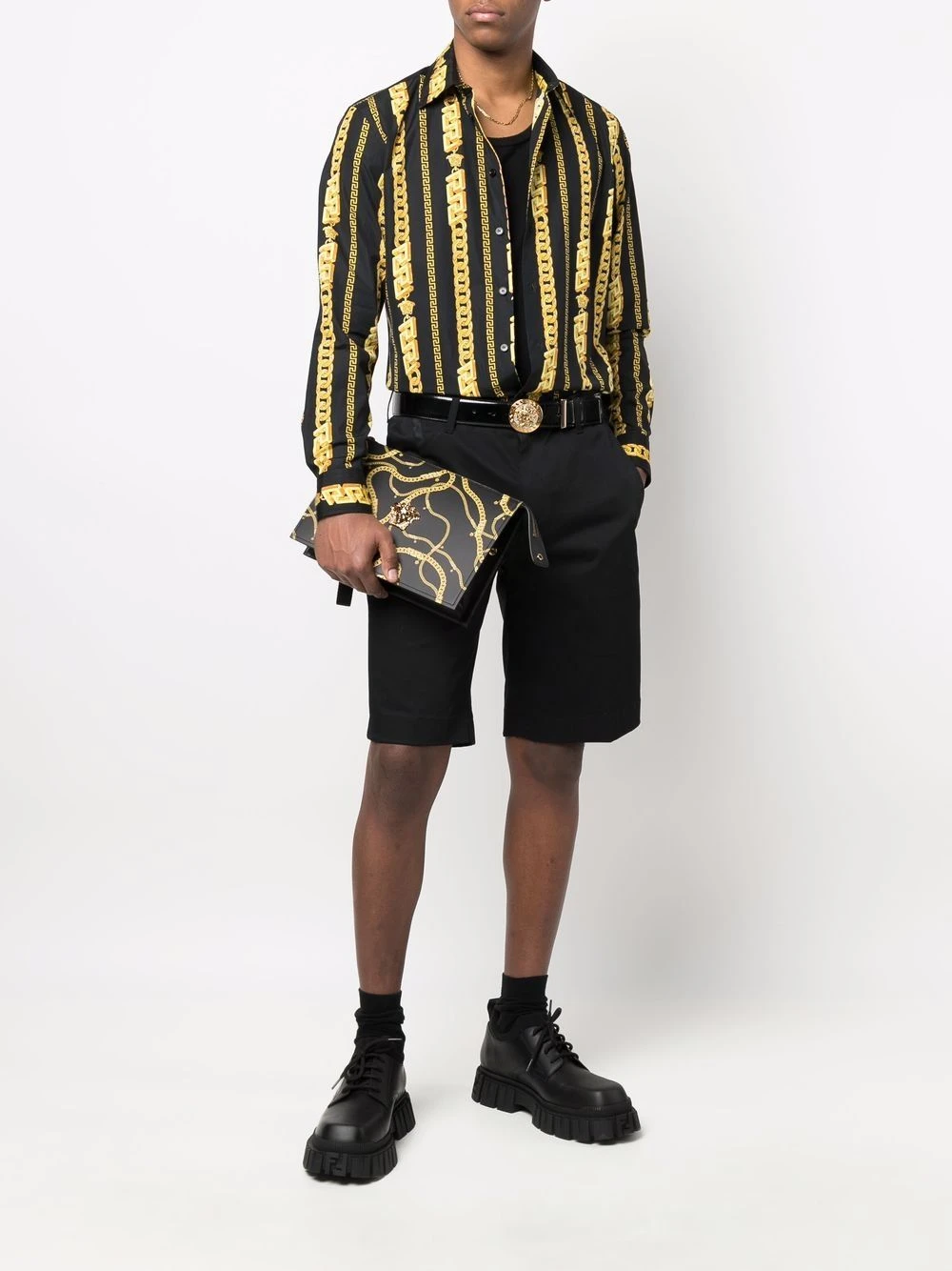Versace Qualité Excellente Short chino à imprimé La Greca shorts chino homme 4 Versace short chino à imprimé La Greca