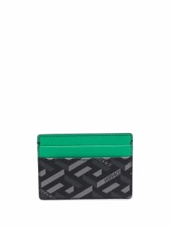 Versace porte-cartes en cuir à imprimé Greca
