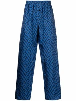 Versace pantalon de pyjama en coton à imprimé géométrique