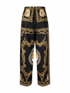 Versace bas de pyjama en soie à imprimé baroque