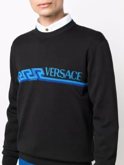 Versace pull Greca à logo intarsia