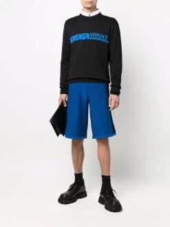 Versace pull Greca à logo intarsia