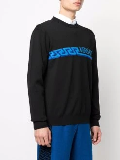 Versace pull Greca à logo intarsia