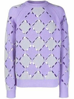 Versace pull en laine à détails de perforations