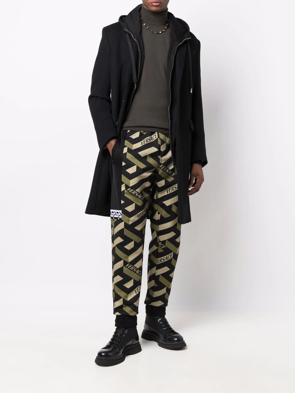 Versace Prix Préférentiel Pantalon Greca à logo imprimé pantalons cigarette homme 4 Versace pantalon Greca à logo imprimé