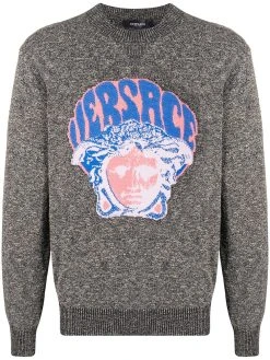 Versace jacquard-logo crew-neck jumper