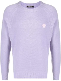 Versace logo-patch crew neck jumper