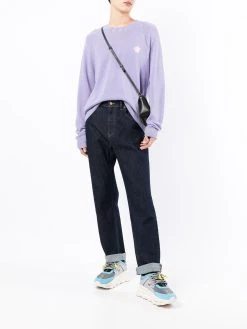 Versace logo-patch crew neck jumper