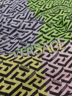 Versace La Greca-print frayed scarf