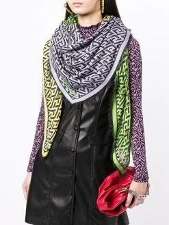 Versace La Greca-print frayed scarf