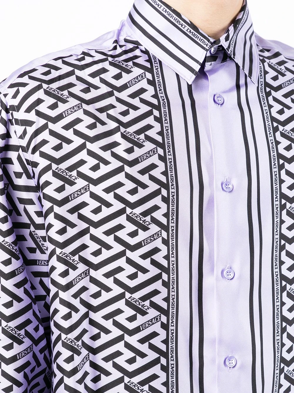 Versace Greca logo print silk shirt Prix Compétitif chemises homme 7 Versace Greca logo-print silk shirt