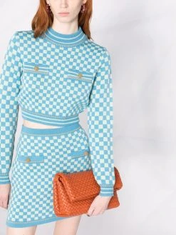 Versace pull crop à damier