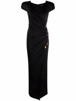 Versace robe drapée à détails d'épingles