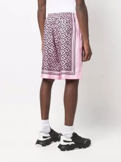 Versace short en soie à imprimé Greca