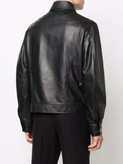 Versace veste en cuir à boutonnière