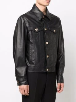 Versace veste en cuir à boutonnière