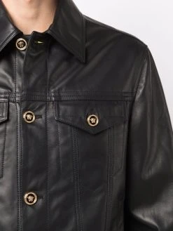 Versace veste en cuir à boutonnière